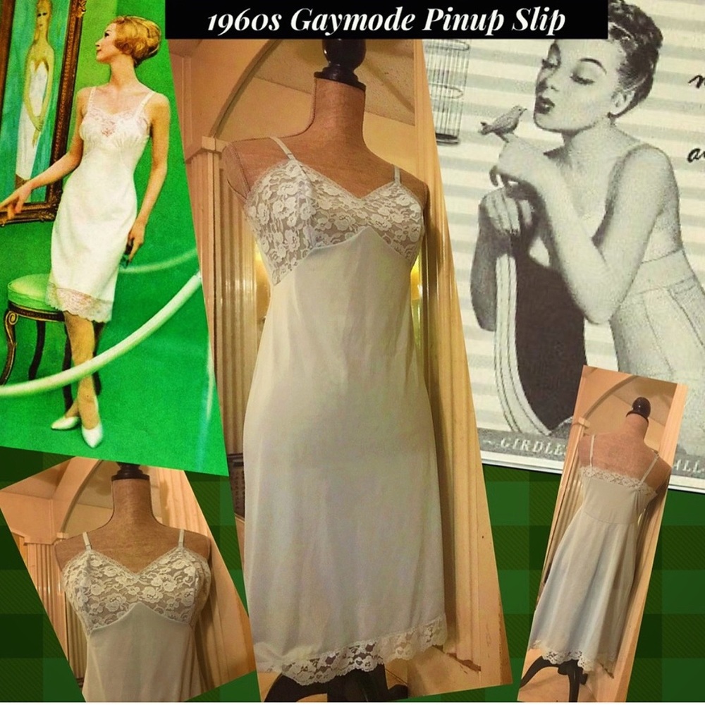 ♥️1960s True Vintage Philmaid Embroidered Pinup Nightie Slip Lingerie M♥️
